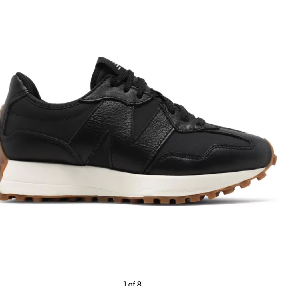 Special edition New Balance 327 Black on Black/white trim. Leather detail- 6.5